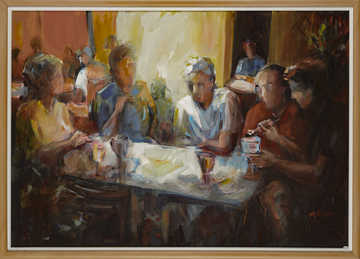 Gatherings 013 by Mauree Rosen, Oil Painting, 19 x 13inches(48x33cm)