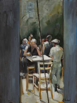 Gatherings 058 by Mauree Rosen, Oil Painting, 19 x 13inches(48x33cm)