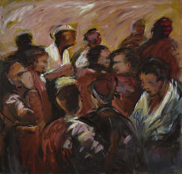 Gatherings 112 by Mauree Rosen, Oil Painting, 19 x 13inches(48x33cm)