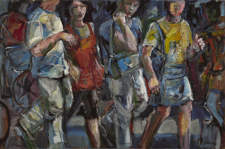 People / Landscapes 050 by Mauree Rosen, Oil Painting, 19 x 13inches(48x33cm)