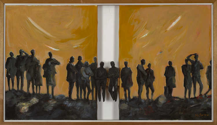 People / Landscapes 114 by Mauree Rosen, Oil Painting, 19 x 13inches(48x33cm)