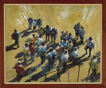 People Top View 017 by Mauree Rosen, Oil Painting, 19 x 13inches(48x33cm)