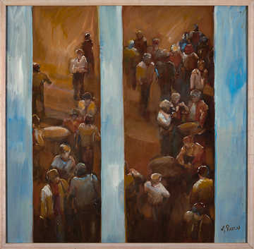 People Top View 037 by Mauree Rosen, Oil Painting, 19 x 13inches(48x33cm)