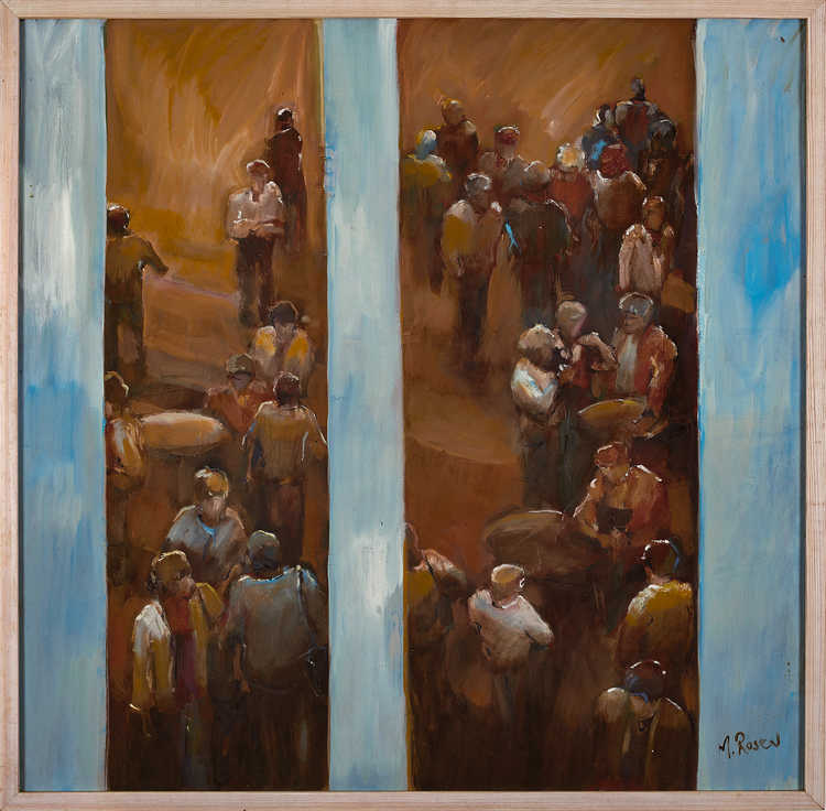 People Top View 037 by Mauree Rosen, Oil Painting, 19 x 13inches(48x33cm)