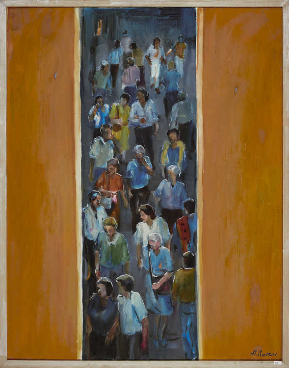 People Top View 041 by Mauree Rosen, Oil Painting, 19 x 13inches(48x33cm)
