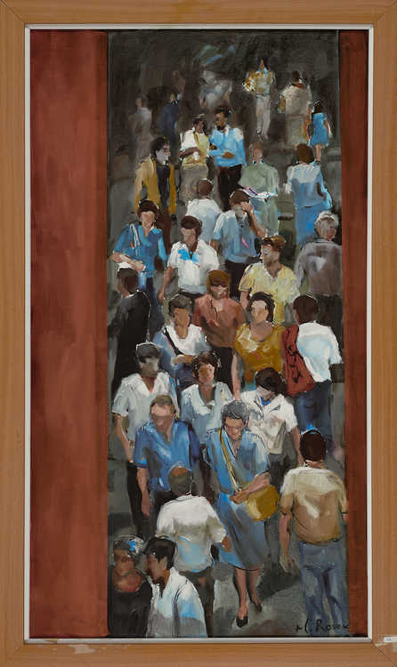 People Top View 049 by Mauree Rosen, Oil Painting, 19 x 13inches(48x33cm)