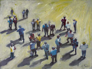 People Top View 053 by Mauree Rosen, Oil Painting, 19 x 13inches(48x33cm)