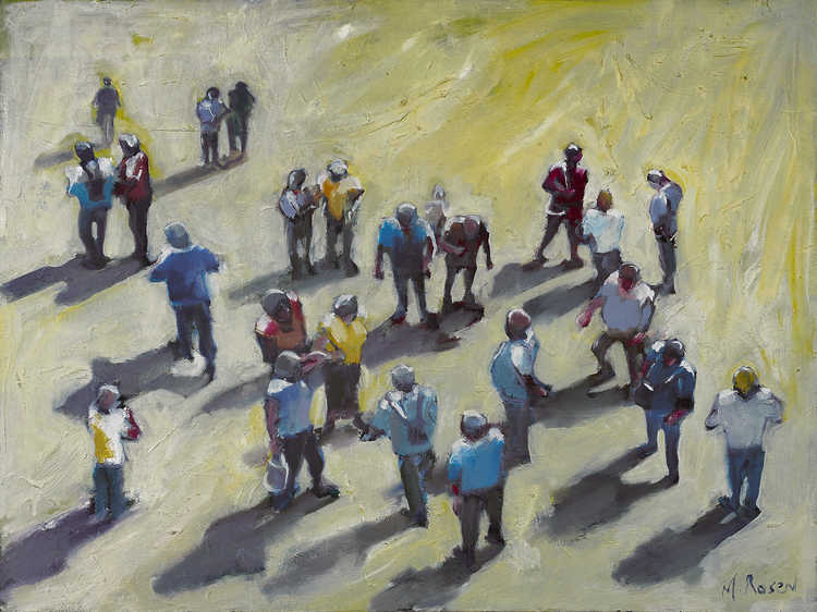 People Top View 053 by Mauree Rosen, Oil Painting, 19 x 13inches(48x33cm)