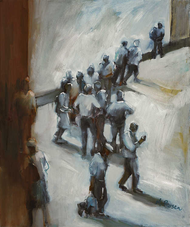 People Top View 090 by Mauree Rosen, Oil Painting, 19 x 13inches(48x33cm)