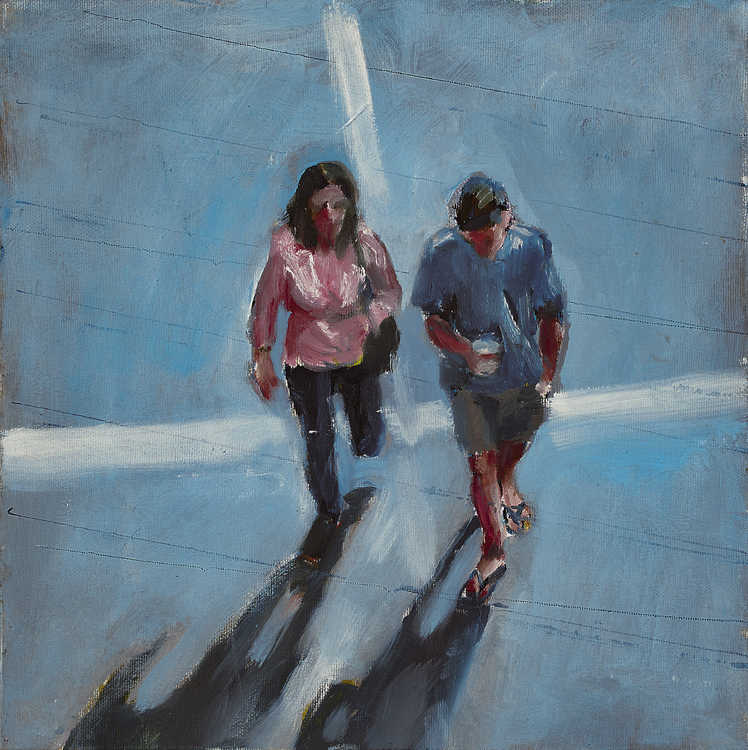 People Top View 100 by Mauree Rosen, Oil Painting, 19 x 13inches(48x33cm)