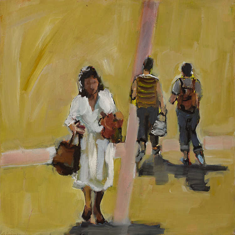 People Top View 105 by Mauree Rosen, Oil Painting, 19 x 13inches(48x33cm)